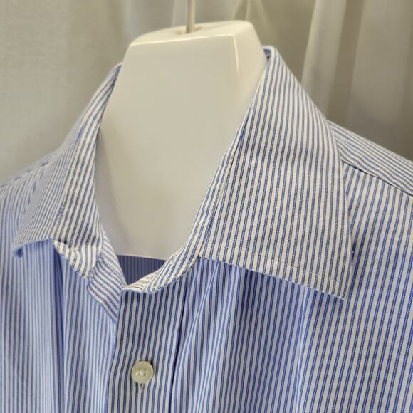 MICHAEL Michael Kors 100% Cotton Blue Stripe Dress Shirt, 16.5  32/33 - Picture 6 of 10